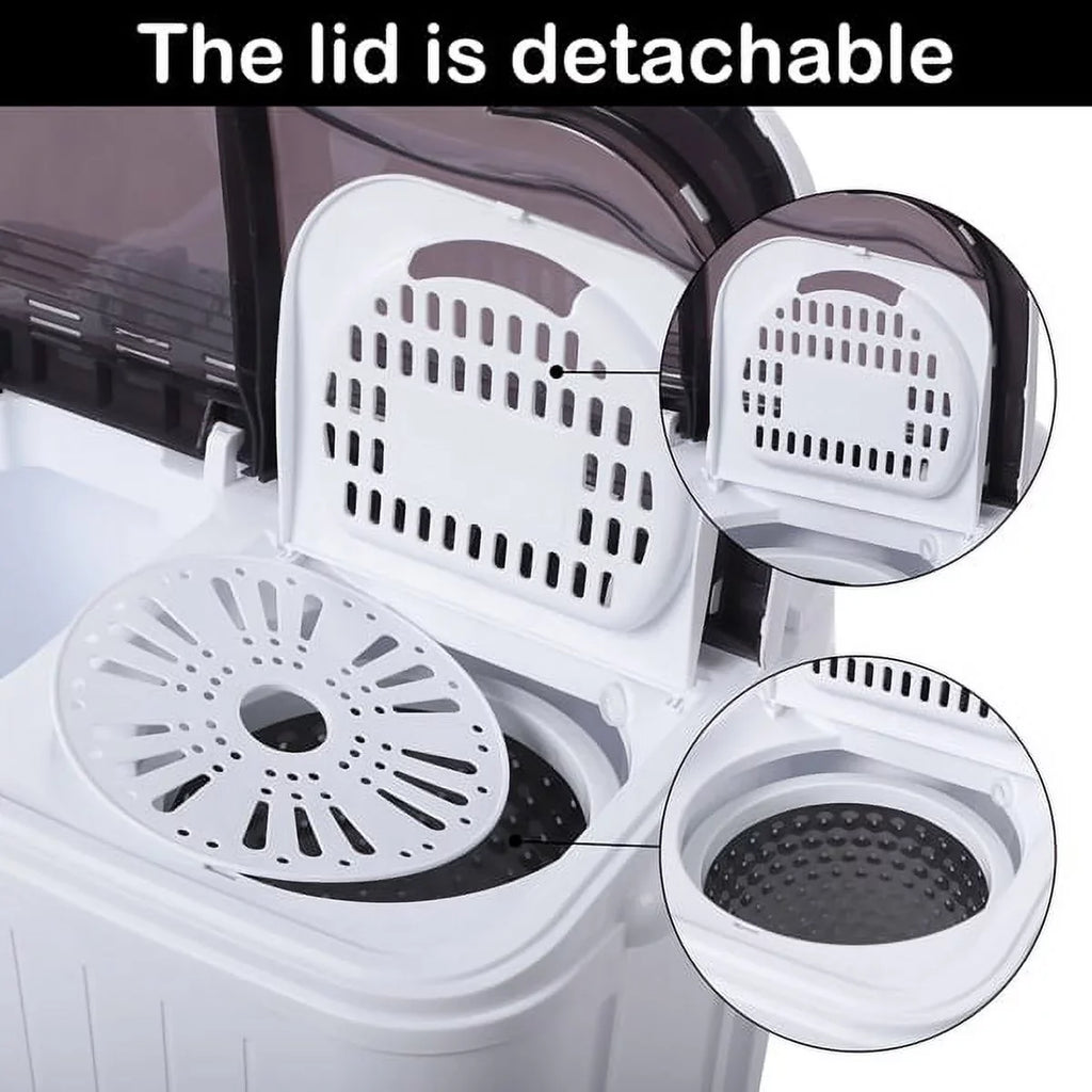 SYTHERS Semi-Automatic Washing Machine 14.3lbs, Mini 7.7lbs Washer Machine with 6.6lbs Spinner, Twin Tub Washer Combo with Drain Pump, for Dorms Apartments