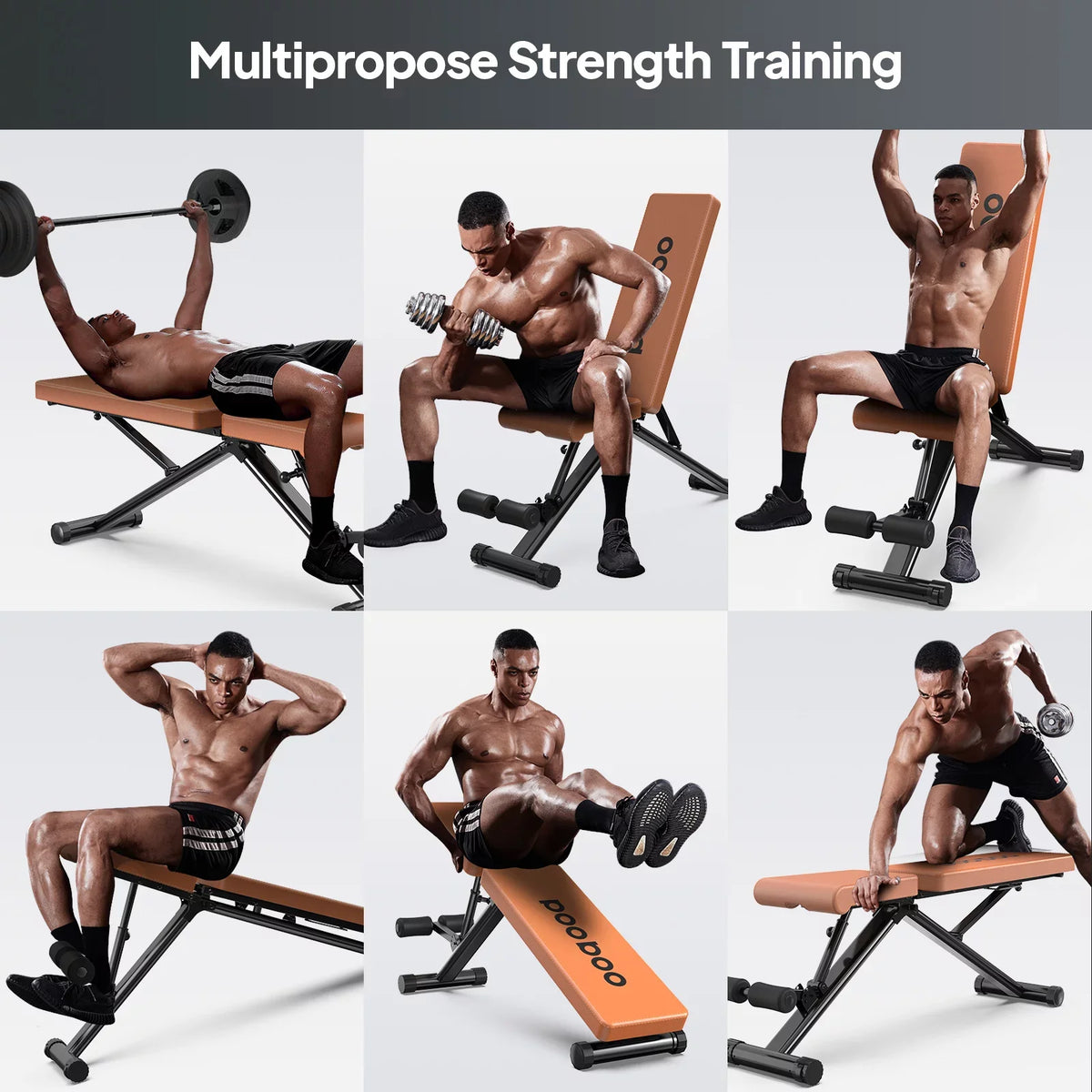 POOBOO Weight Bench Workout Indoor Folding incline bench Incline Adjustable and Thickened 5 Layer Structure gym bench for Home Training 800 lbs Capacity