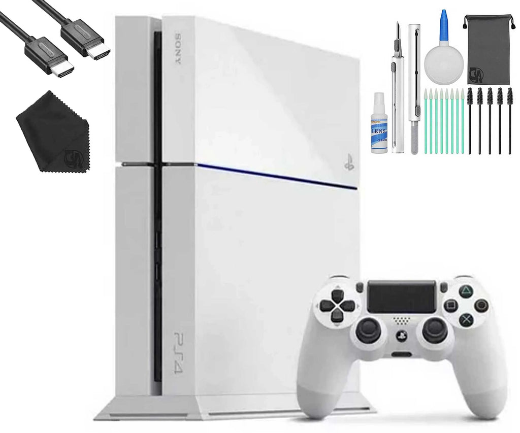 Pre-Owned  PlayStation 4 500GB Gaming Console White, HDMI Cable With Cleaning Kit (Refurbished: Like New)