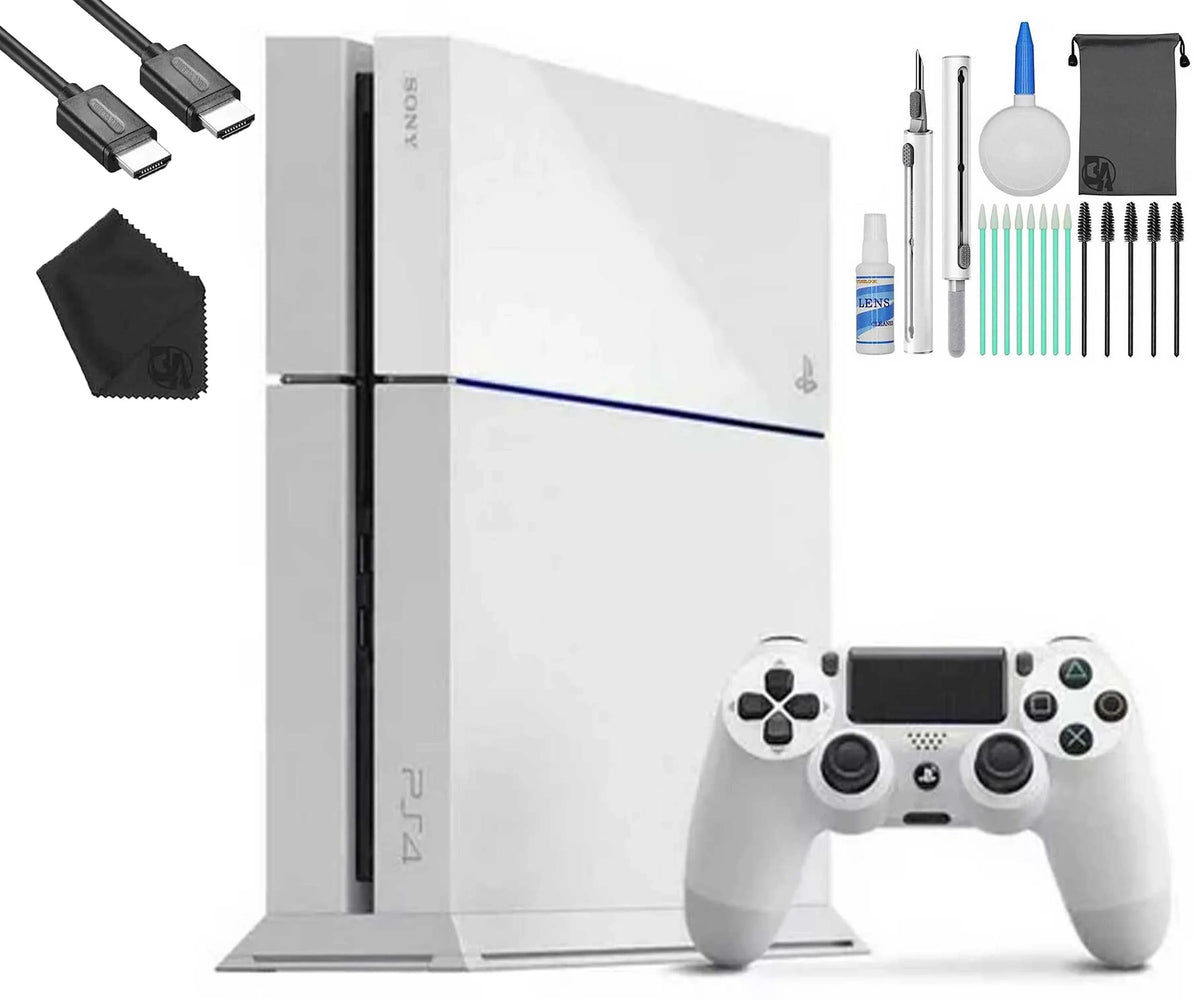 Pre-Owned  PlayStation 4 500GB Gaming Console White, HDMI Cable With Cleaning Kit (Refurbished: Like New)