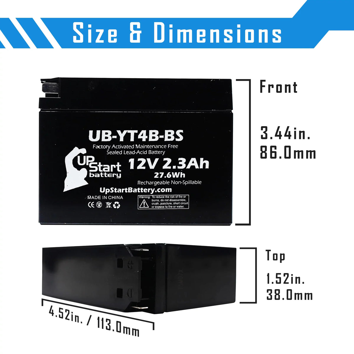 3 Pack - YT4B-BS Battery Replacement for (2.3Ah, 12v, Sealed) Factory Activated, Maintenance Free Battery - suitable with 2015 Yamaha SR400, 2008 Suzuki DR-Z70, 2009 Suzuki DR-Z70