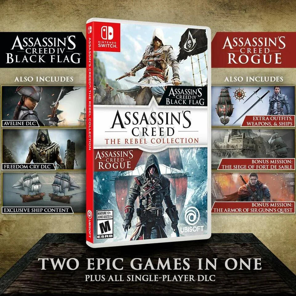 Nintendo Switch Lot of 8 Assassins Creed The Rebel Collection Switch