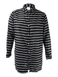Lauren Ralph Lauren Women's Striped Camp Shirt shield-Up (Black/White, XS)