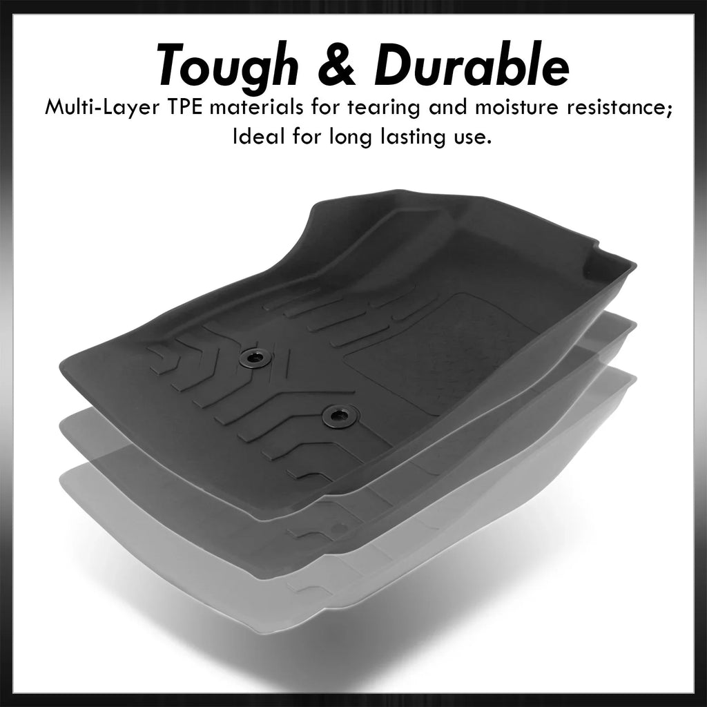 AJP Distributors All climate Season Proof Rubber Floor Mats Front Rear Set suitable/Replacement For Chevy Colorado GMC Canyon Crew Cab 2015 2016 2017 2018 2019 2020 2021 2022 15 16 17 18 19 20 21 22