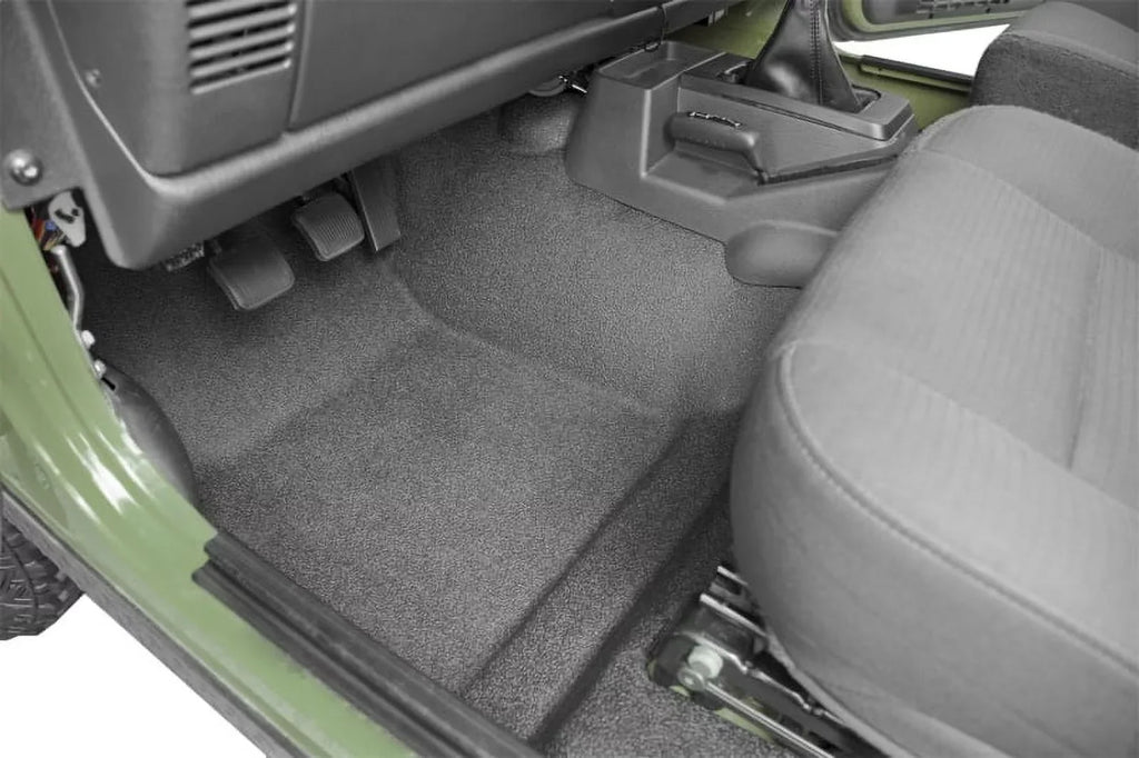 BedRug by RealTruck BTTJ97F Jeep Bedtred 97-06 TJ/LJ Front 3Pc Flr Kit (W Cntr Cnsl) - Ht Shlds matching with select: 1997-2005 Jeep Wrangler / TJ, 2006 Jeep Wrangler / TJ X