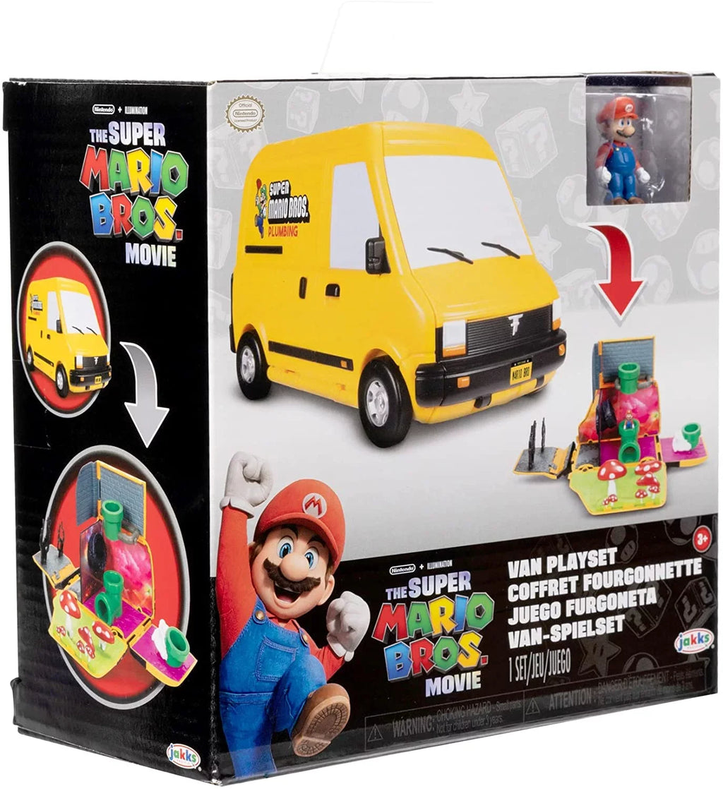 Movie Yellow Van Playset Opens to Reveal Movie Moment with 1.25 inch Action Figure Children 3 to 8. Super Mario Bros