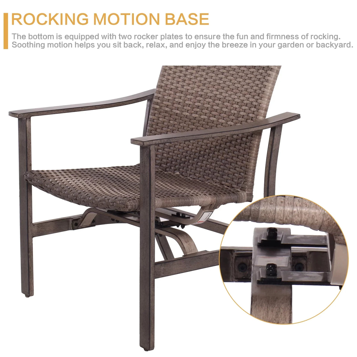 5 Piece Patio Furniture Set with Fire Pit Table, 4 Wicker Rocking Motion Chairs & 33.8"x27.2" 15000 BTU Propane Gas Firepit Table, All-climate Outdoor Conversation Set for Yard Garden Deck