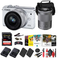 EOS M200 Mirrorless Camera with 15-45mm and 55-200mm Lenses (White) (3700C009) + 64GB Card + Charger + LPE12 Battery + Card Reader + Corel Photo Software + HDMI Cable + Case + More