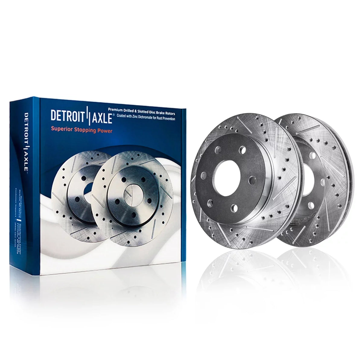 Detroit Axle - Brake Kit for 2012-2020  F-150 Drilled Slotted Brake Rotors Ceramic Brakes Pads 2013 2014 2015 2016 2017 2018 2019 Replacement: 13.78'' Front and 13.70'' Rear Rotors