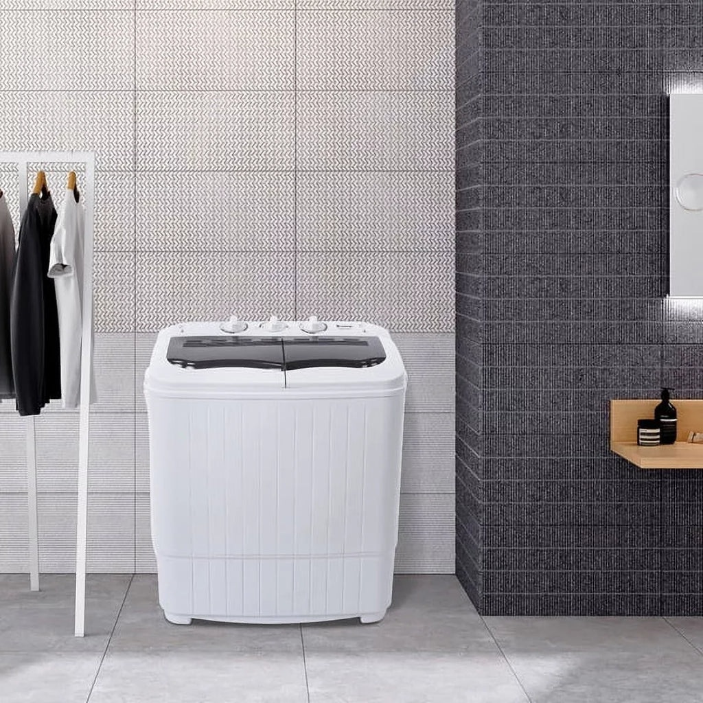 SYTHERS Semi-Automatic Washing Machine 14.3lbs, Mini 7.7lbs Washer Machine with 6.6lbs Spinner, Twin Tub Washer Combo with Drain Pump, for Dorms Apartments