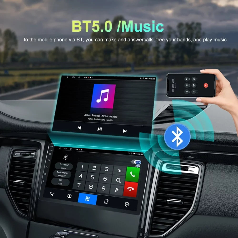 Car Radio for  Highlander 2014-2019 Built-in Carplay/Android Auto, Android 10 Host 4G RAM 64G ROM with WiFi GPS Navigation Bluetooth Steering Wheel Control