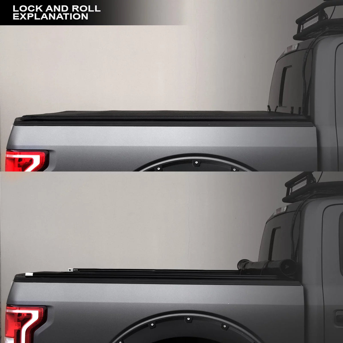 Stehlen 733469495116 Lock And Roll Up Tonneau protector with Truck Bed LED Lights For Ram 1500 2019-2022 New Body Style 6.4 Feet ( 76.8" ) Bed