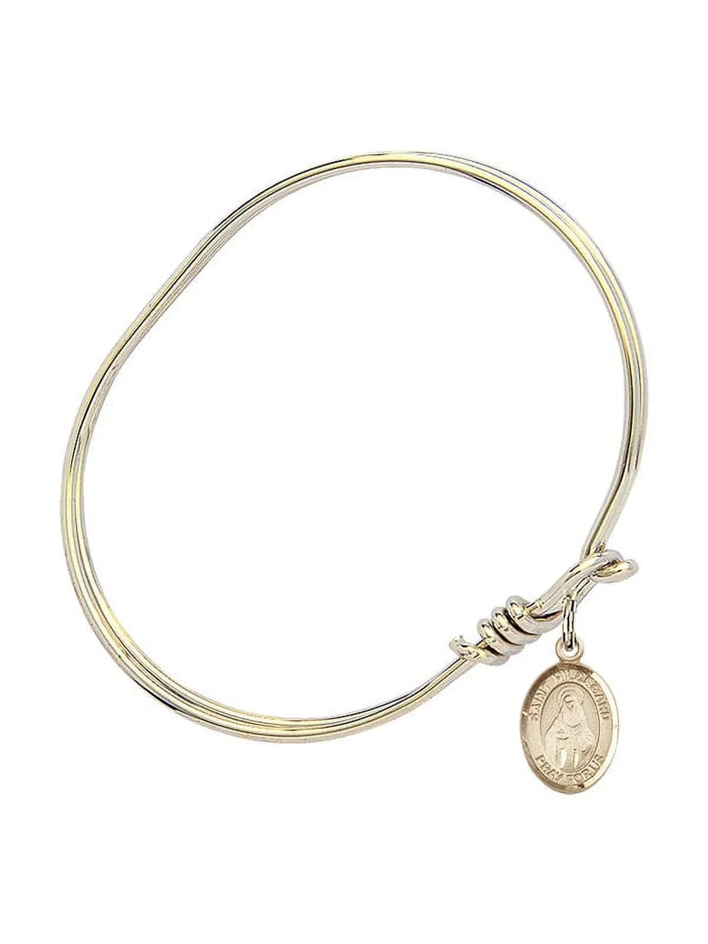 Hildegard von Bingen in Gold-Filled. 5 3/4 inch Oval Eye Hook Bangle Bracelet w/ St