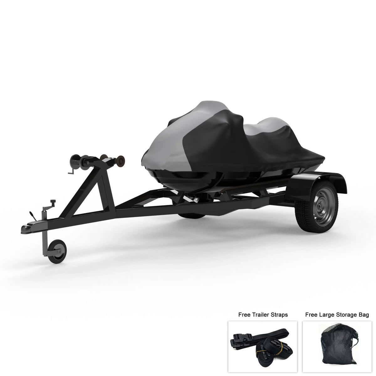Weatherproof Jet Ski protector For KAWASAKI Jet Ski Ultra 300X 2007-2013 - GRAY / Black Color - All climate - Trailerable - Protects from Rain, Sun, And More! Includes Trailer Straps And Storage Bag
