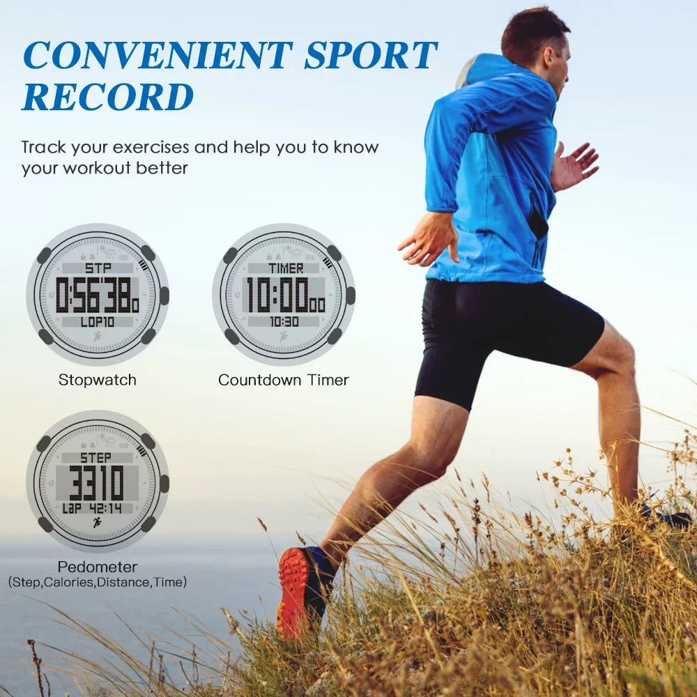 SUNROAD Barometer Altimeter Compass Thermograph elements Forecast Men Watch 50meters moisture-immune Multifunctional Sports Watch for Mountaineering Running Trekking Camping