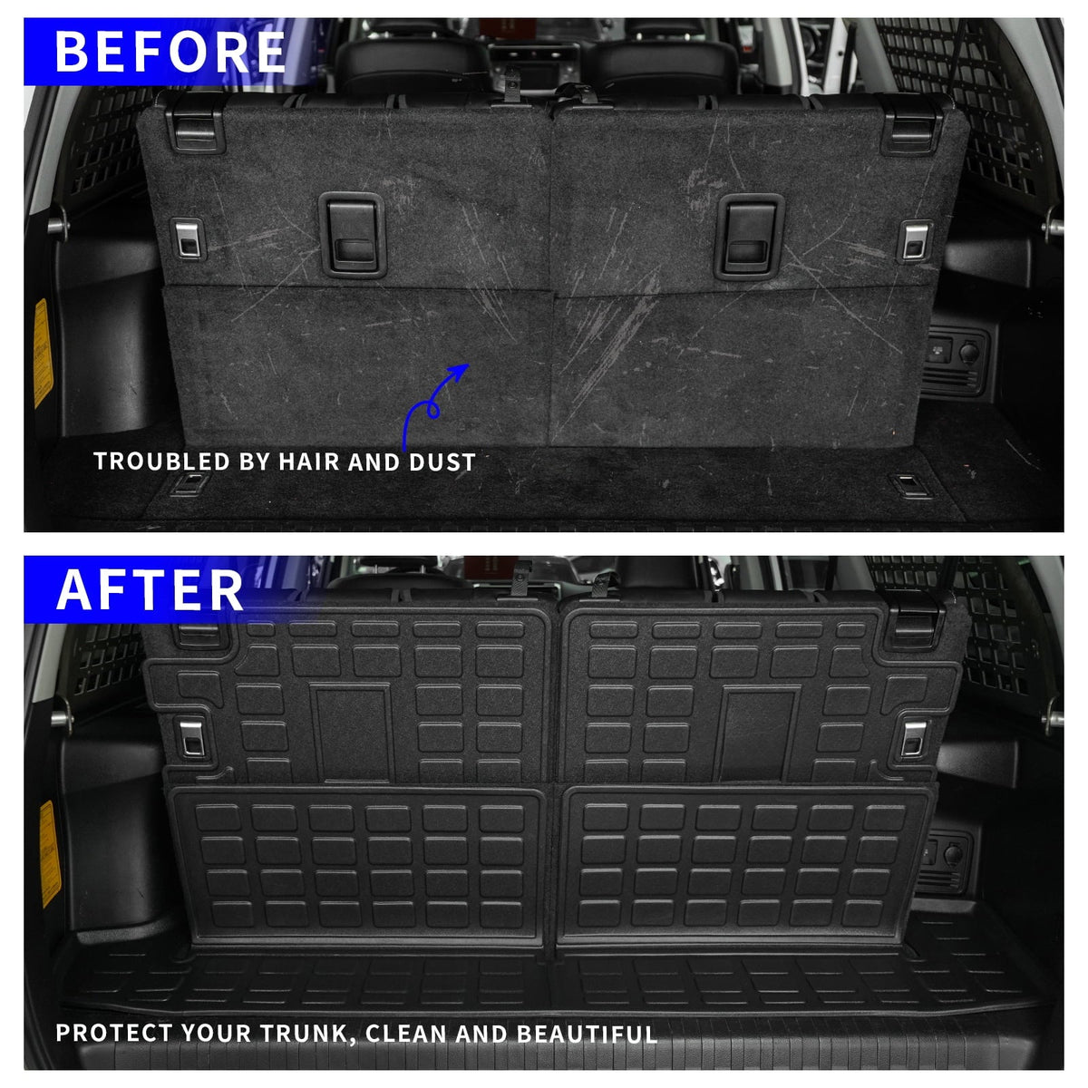 Fit 2010-2023  4Runner 7 Seats Trunk Mat Cargo Liner Accessories (3rd Row Backrest Mats+Trunk Mat)