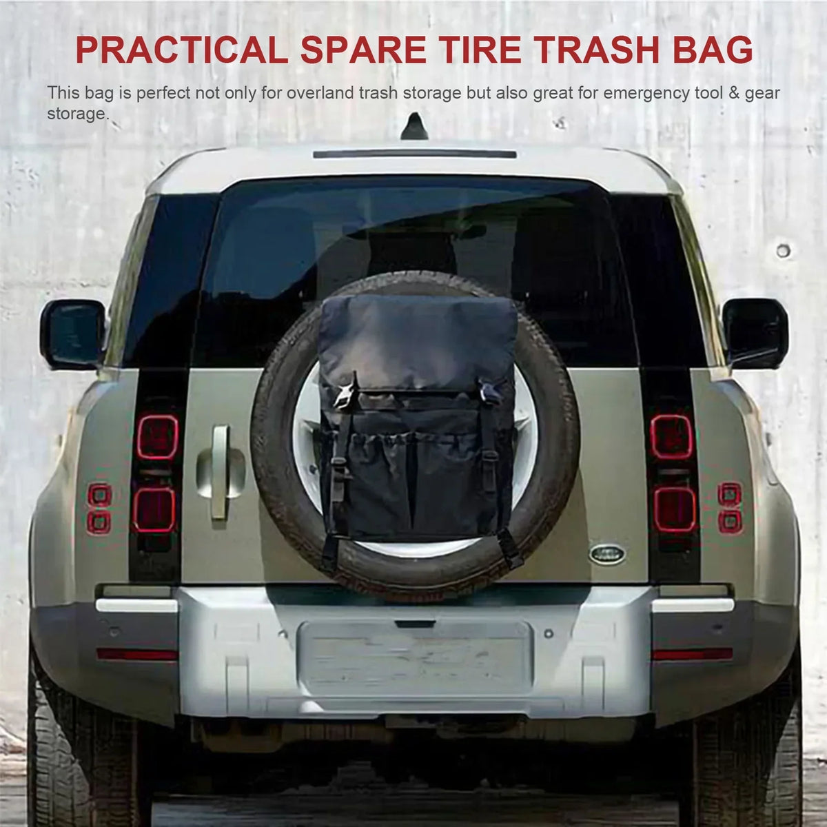 Spare Tire Trash Bag Backpack Cargo Storage Bag Tool Gear Organizer Multi-Pockets Backpack for Car Outdoor Camping Off-Road Travel