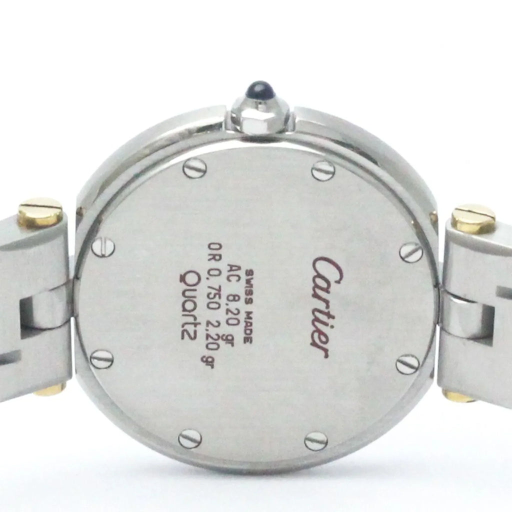 Pre-Owned Polished CARTIER Santos Round 18K Gold Steel Quartz Ladies Watch BF568475 (Good)