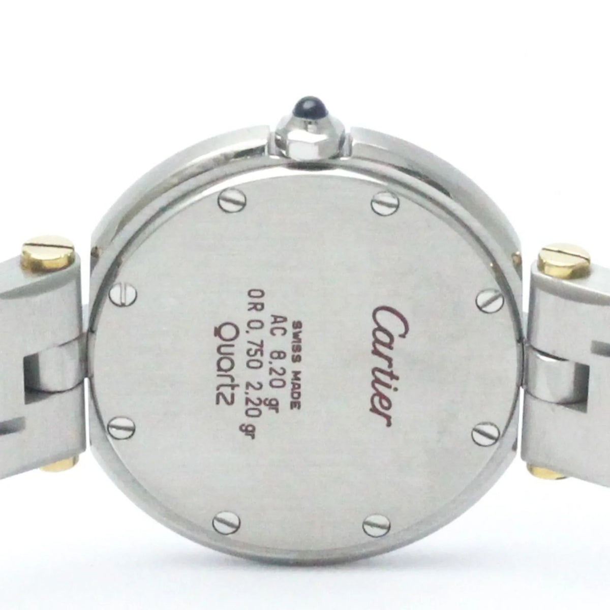 Pre-Owned Polished CARTIER Santos Round 18K Gold Steel Quartz Ladies Watch BF568475 (Good)