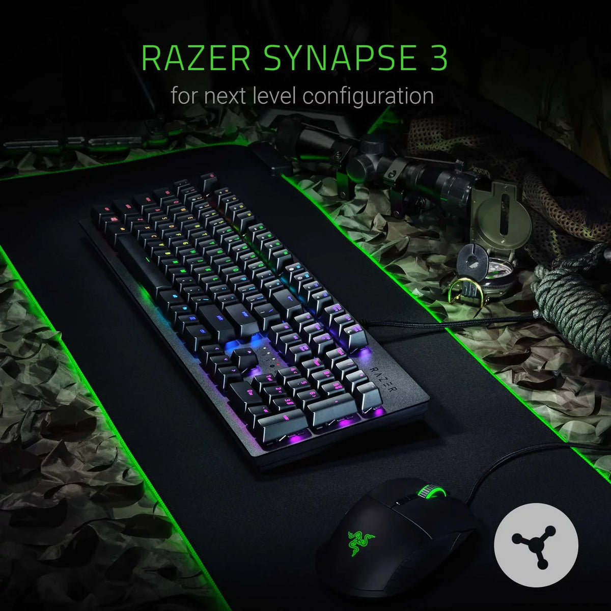 Huntsman Opto-Mechanical Switch - Hybrid On-Board Memory & Cloud Storage - Durability of up to 100 Million Keystrokes - Light and Clicky Gaming Keyboard