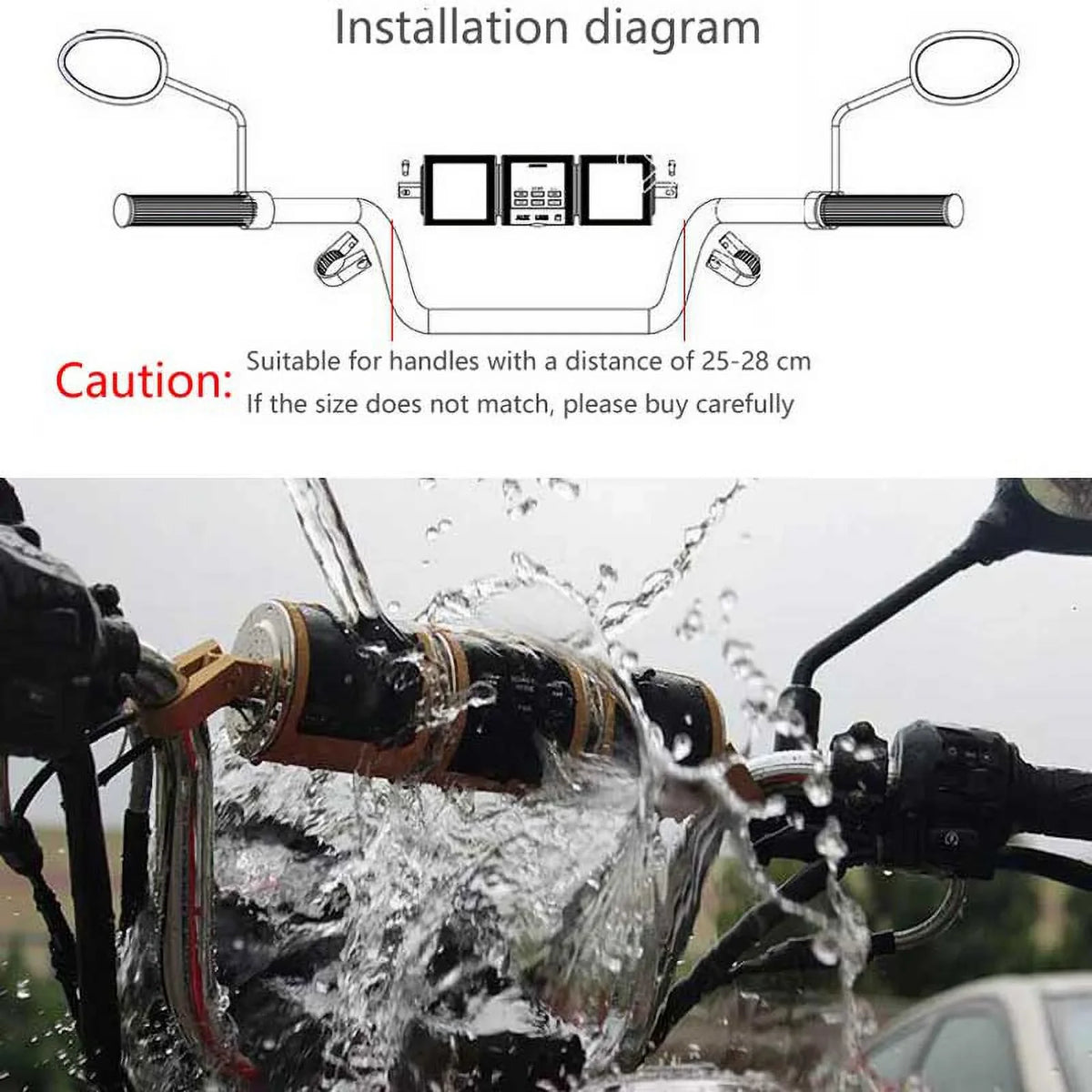 Motorcycle Bluetooth V2.1+ EDR Audio Speaker Waterproof immune Motorbike Stereo FM Radio USB TF Card MP3 Player