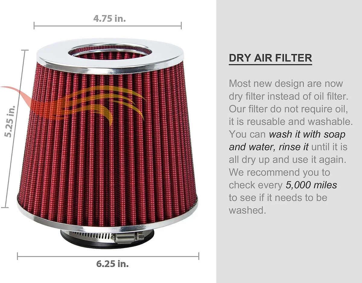 Rtunes Racing Cold Air Intake Kit + Filter Combo RED matching For 96-05 Chevy S10 / Blazer 4.3L / 96-05 GMC Sonoma/Jimmy 4.3L / 97-00 Isuzu Hombre / 96-01 Oldsmobile Bravada 4.3L