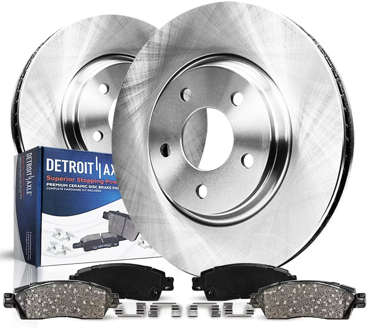 Detroit Axle - Front Brake Kit for Dodge Grand Caravan Journey Chrysler Town & Country VW Routan Ram C/V [w/Single Piston Front Caliper] Disc Brakes Rotors Ceramic Brake Pads : 11.89" Rotor