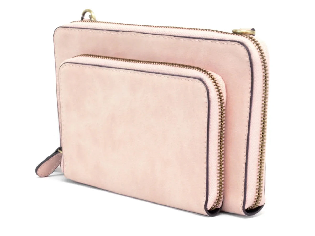 Joy Susan Women's Brushed Mini Convertible Zip Wristlet Bag, Barely Pink, One-Size