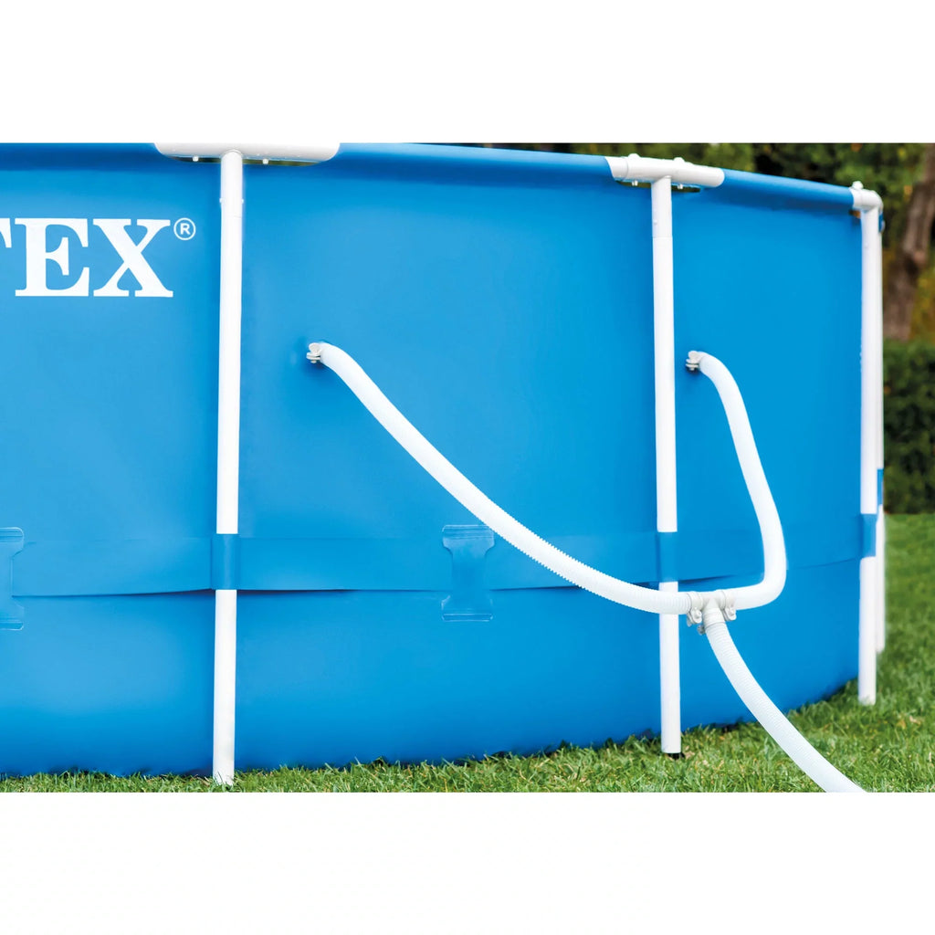 Intex Metal Above Ground Pool w/ Pump, Filter Cartridge 6 Pack, and protector