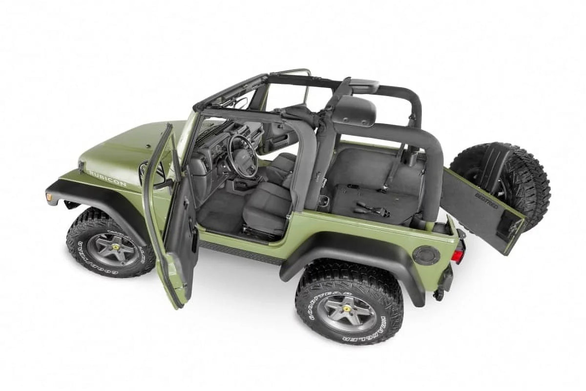 BedRug by RealTruck BTTJ97F Jeep Bedtred 97-06 TJ/LJ Front 3Pc Flr Kit (W Cntr Cnsl) - Ht Shlds matching with select: 1997-2005 Jeep Wrangler / TJ, 2006 Jeep Wrangler / TJ X