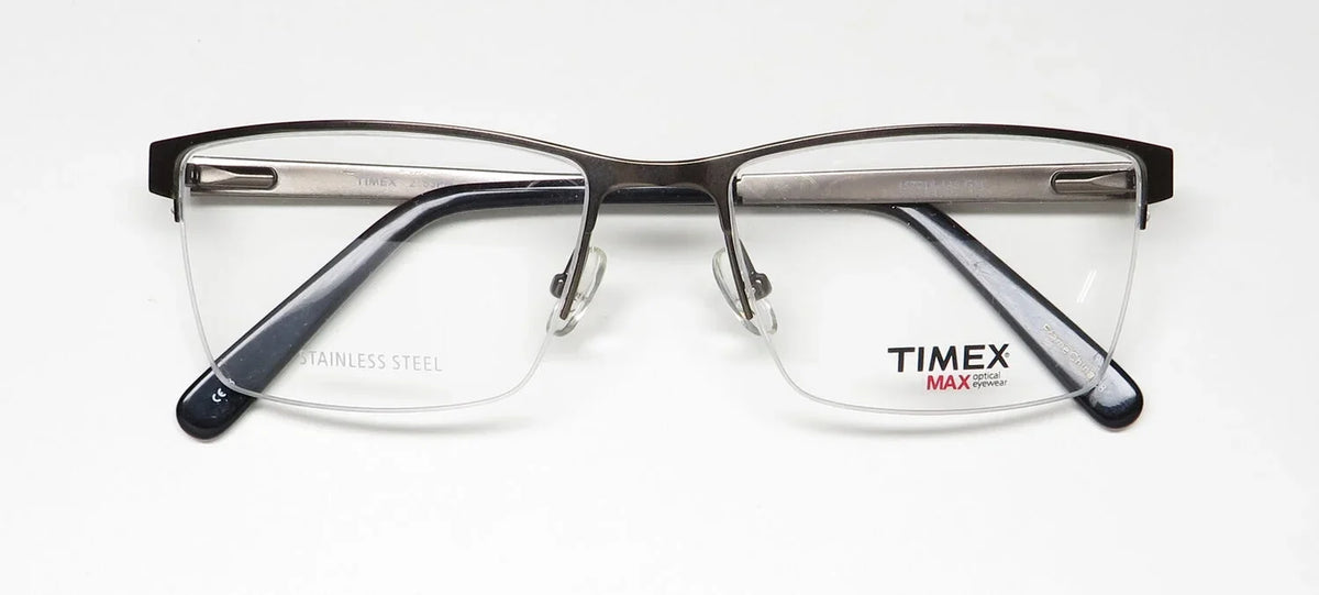 TIMEX 2:53 PM HALF-RIMLESS ADJUSTABLE NOSE PADS DESIGNER EYEGLASS FRAME/GLASSES