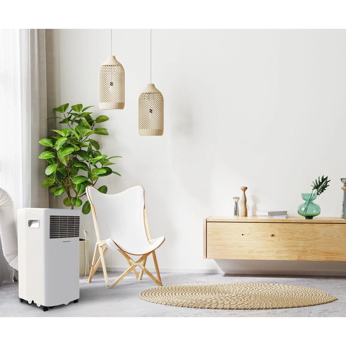 Ft.. Keystone 5,000 BTU 115V Portable Air Conditioner with I Sense Remote Control for a Room up to 250 Sq