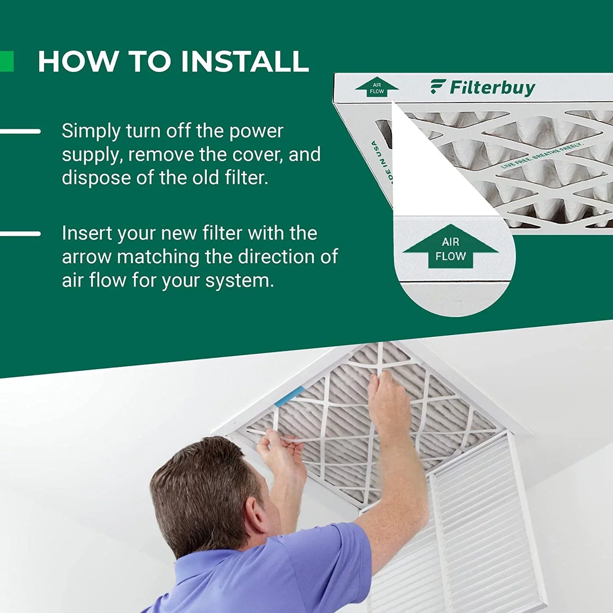 Filterbuy 15x20x1 MERV 8 Pleated HVAC AC Furnace Air Filters (6-Pack)