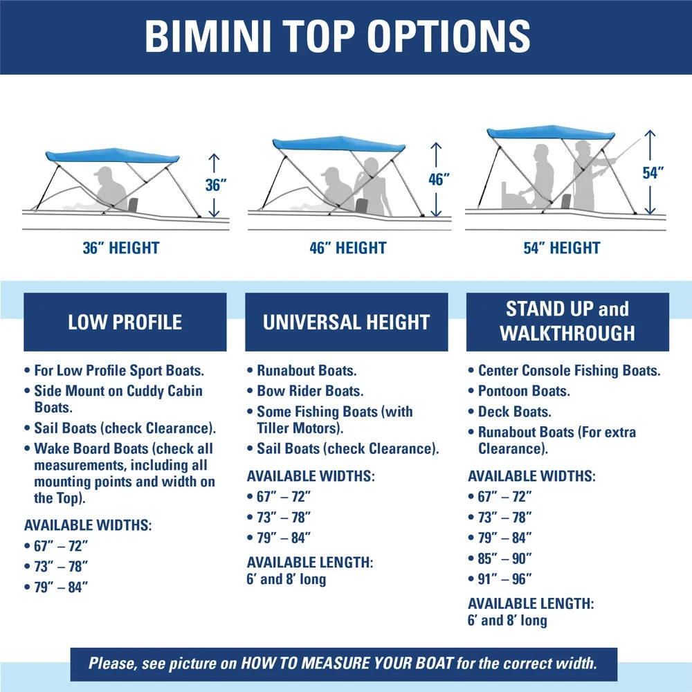 L x 79" - 84" W BEIGE. Bimini Top ship protector 36" High 3 Bow 6' ft