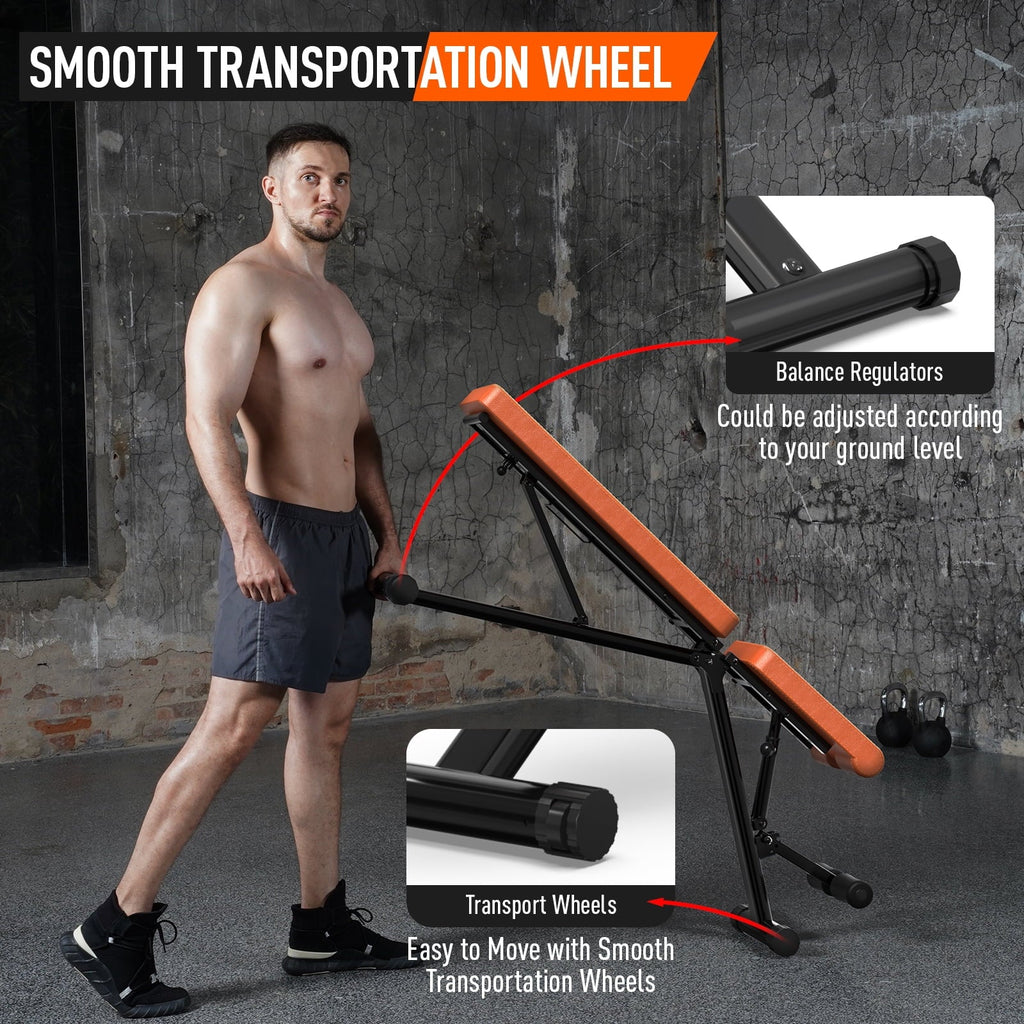POOBOO Weight Bench Workout Indoor Folding incline bench Incline Adjustable and Thickened 5 Layer Structure gym bench for Home Training 800 lbs Capacity