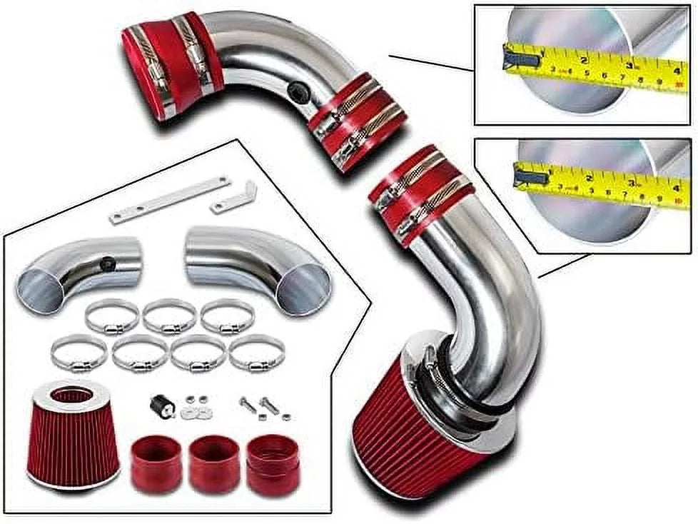 Rtunes Racing Cold Air Intake Kit + Filter Combo RED matching For 96-05 Chevy S10 / Blazer 4.3L / 96-05 GMC Sonoma/Jimmy 4.3L / 97-00 Isuzu Hombre / 96-01 Oldsmobile Bravada 4.3L