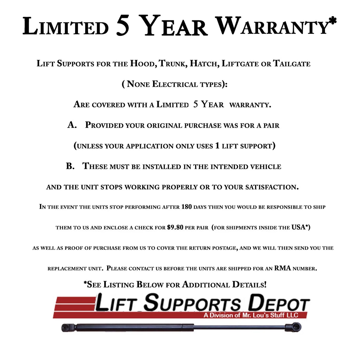 Gas Shock - 2016 2017 2018 2019 2020 2022 Lift Supports Depot PM3864-a. Qty 2 matching with  Mustang 2015 to 2021 Trunk Lift Supports W/O Spoiler