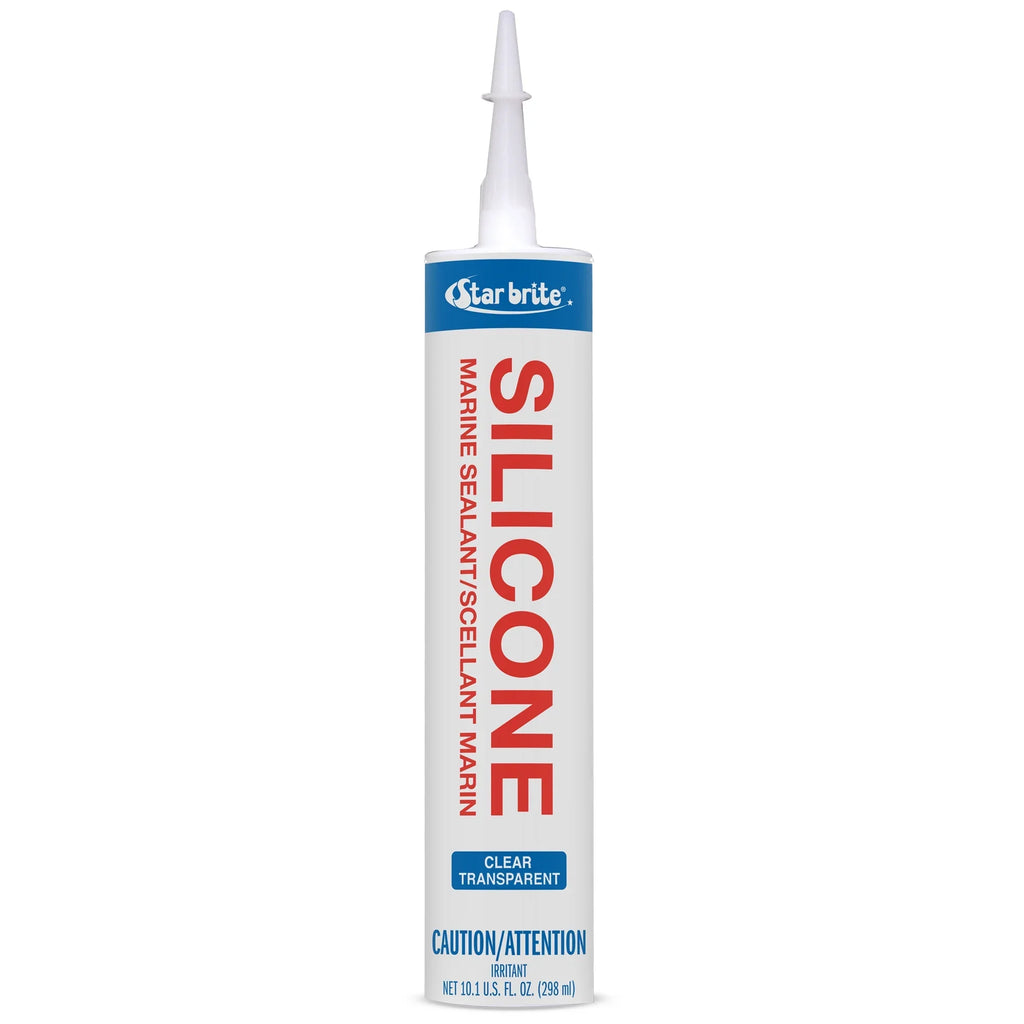 STAR BRITE Marine Silicone Sealant - Clear, 10.1 Oz Cartridge, Waterproof, Durable, UV impervious, for Fiberglass, Metal, Wood, Glass, Ceramic & More (082122)