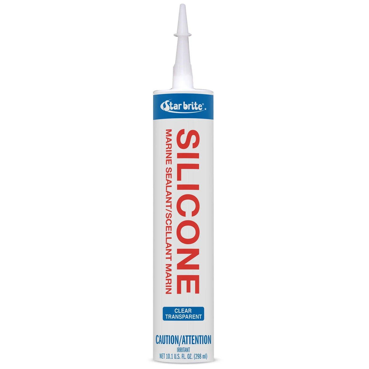 STAR BRITE Marine Silicone Sealant - Clear, 10.1 Oz Cartridge, Waterproof, Durable, UV impervious, for Fiberglass, Metal, Wood, Glass, Ceramic & More (082122)