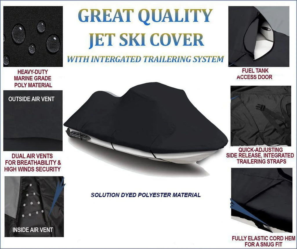 BLACK 600 DENIER JetSki protector suitable for Jet Ski protector Tiger Shark Arctic Cat Montego 1994 1995 1996 1997 Daytona 1994 1995 2 Seater 111"