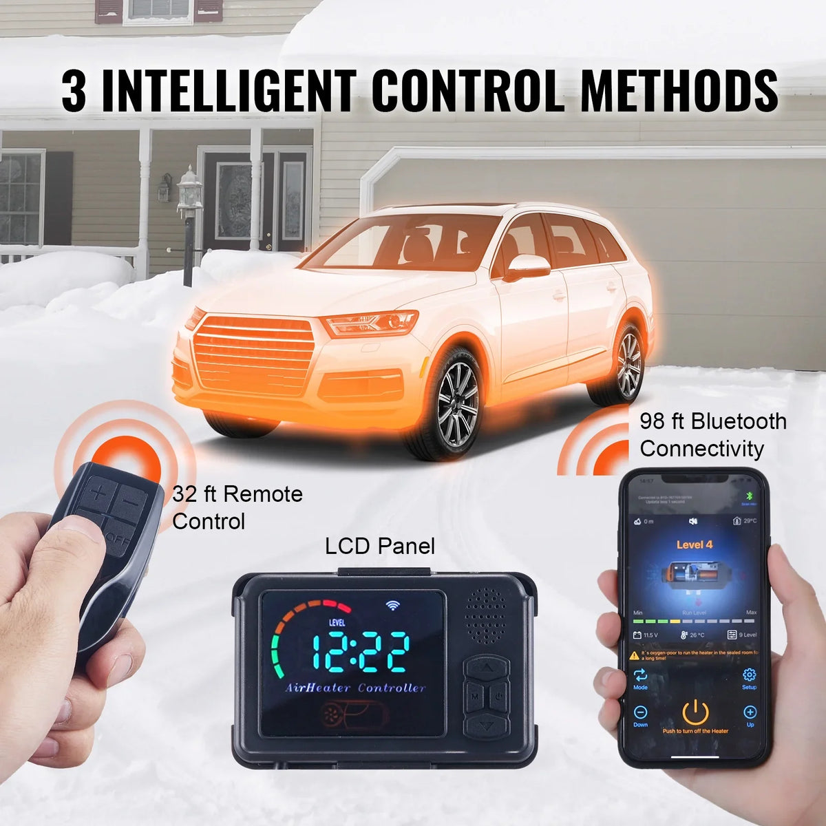 BENTISM 8 KW Diesel Air Heater, Bluetooth App Control All-on-one Diesel Heater with Automatic Altitude Adjustment, Remote Control and LCD, Portable Parking Heater for Home RV Trailer Camper Van vessel