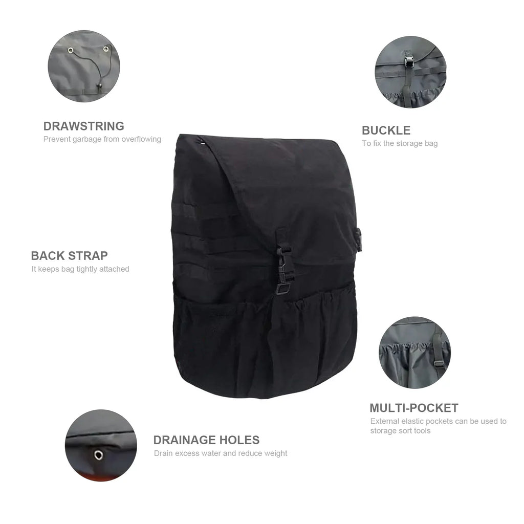 Spare Tire Trash Bag Backpack Cargo Storage Bag Tool Gear Organizer Multi-Pockets Backpack for Car Outdoor Camping Off-Road Travel