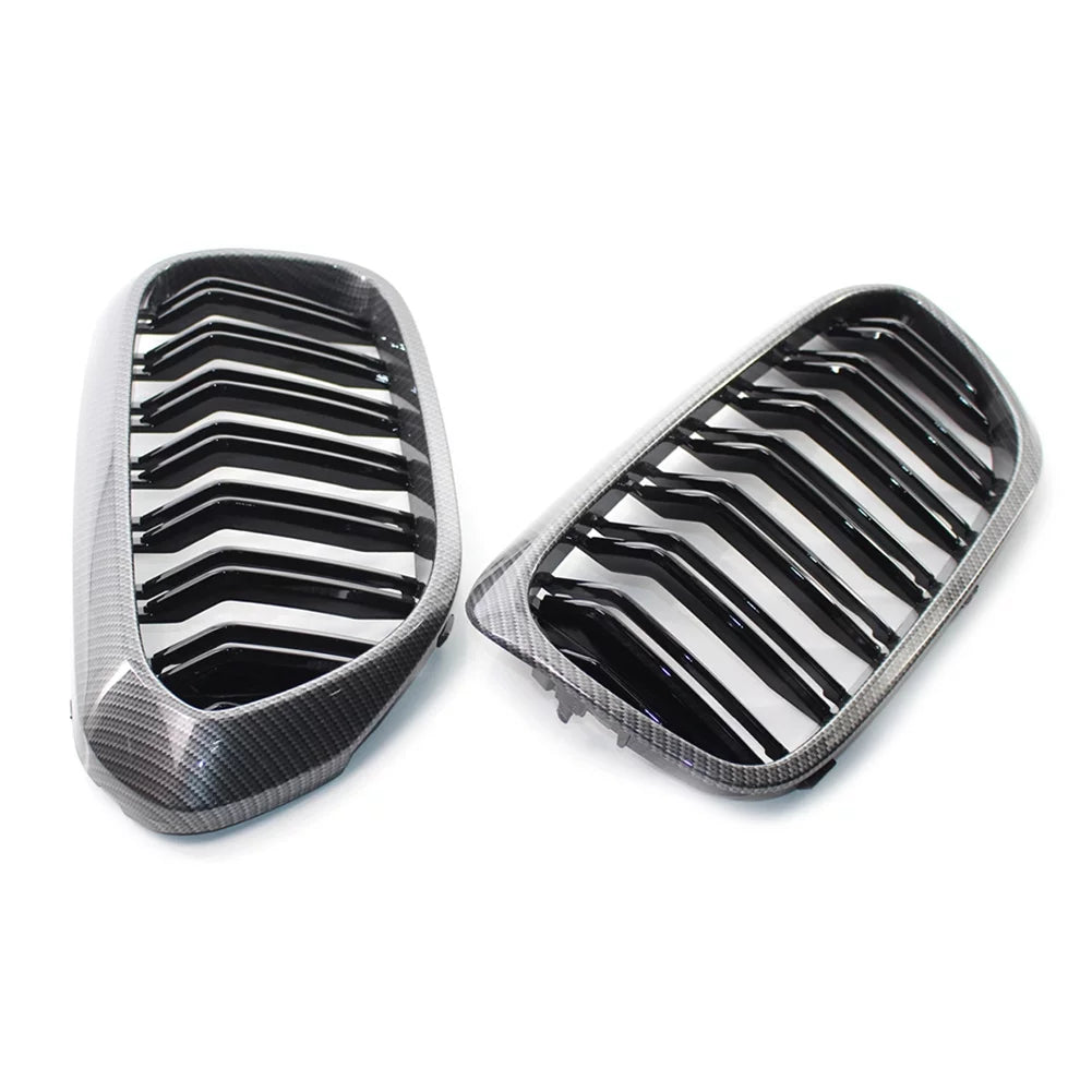 ZSWAL Front Grill shield Trim Keney Grille for  5 Series G30 G31 G38 530i 540i 2017 2018 2019, Carbon Fiber Style