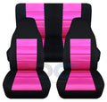 T241-Designcovers suitable with 2003-2006 Jeep Wrangler LJ Two-Tone Seat Covers:Black and Hot Pink - Full Set Front&Rear
