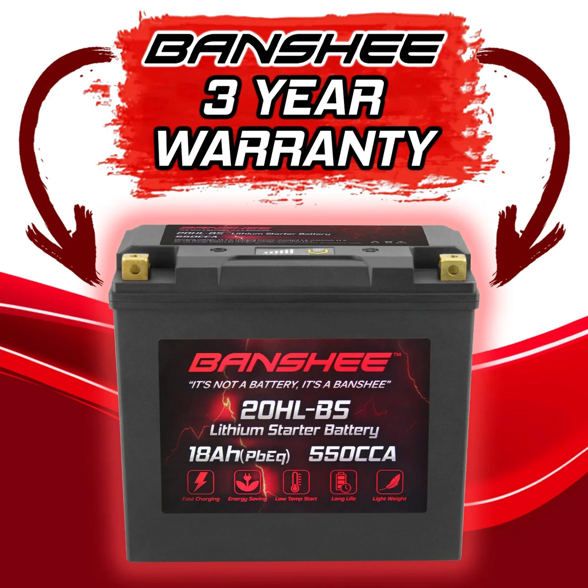 Banshee YTX20L-BS LiFePO4 Motorsports Battery suitable with CAN-AM Renegade 800R 2013 to 2015