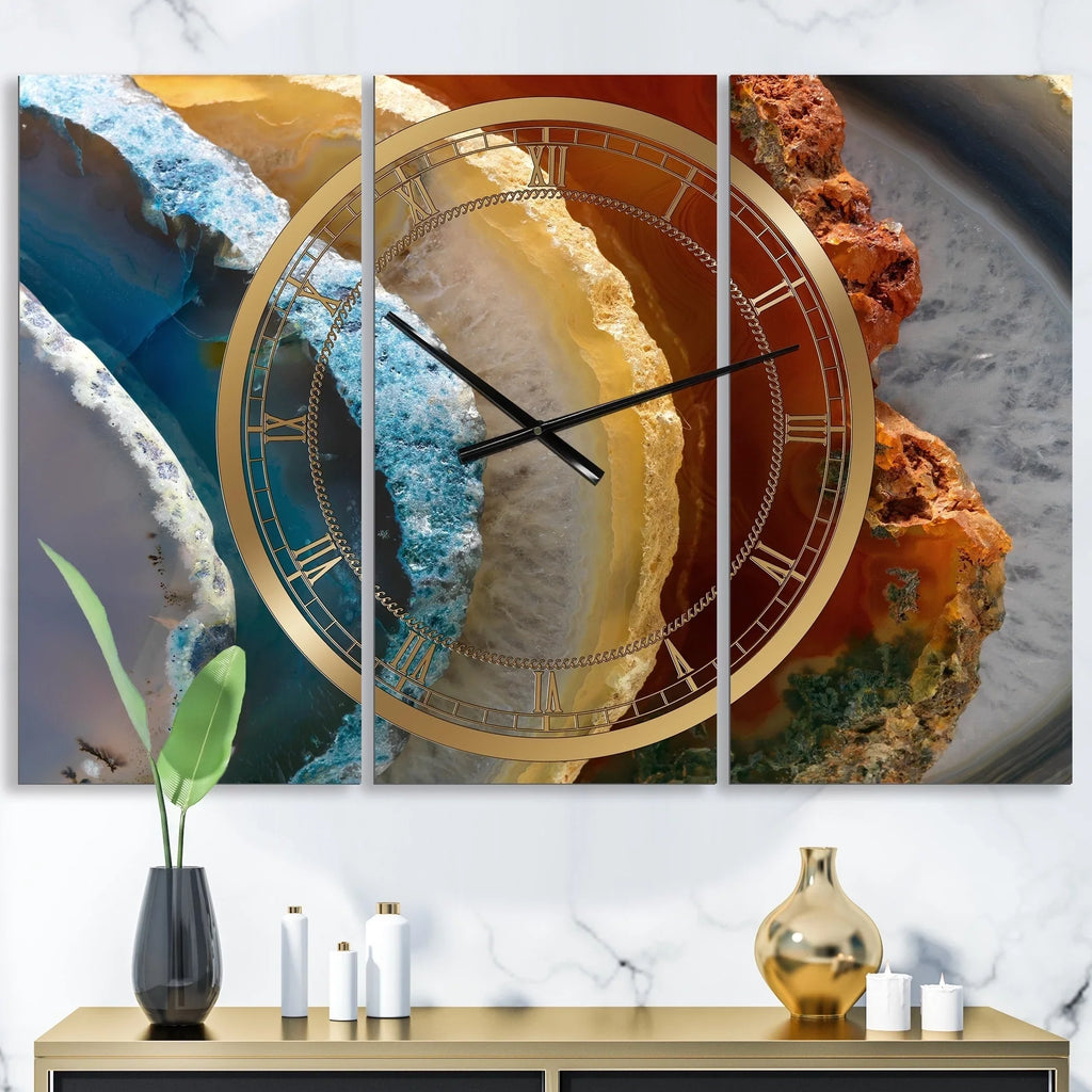 high - 3 Panels. wide x 28 in. DESIGN ART Designart 'Mineral Slice XV' Large Fashion Wall Clock - 3 Panels - 36 in