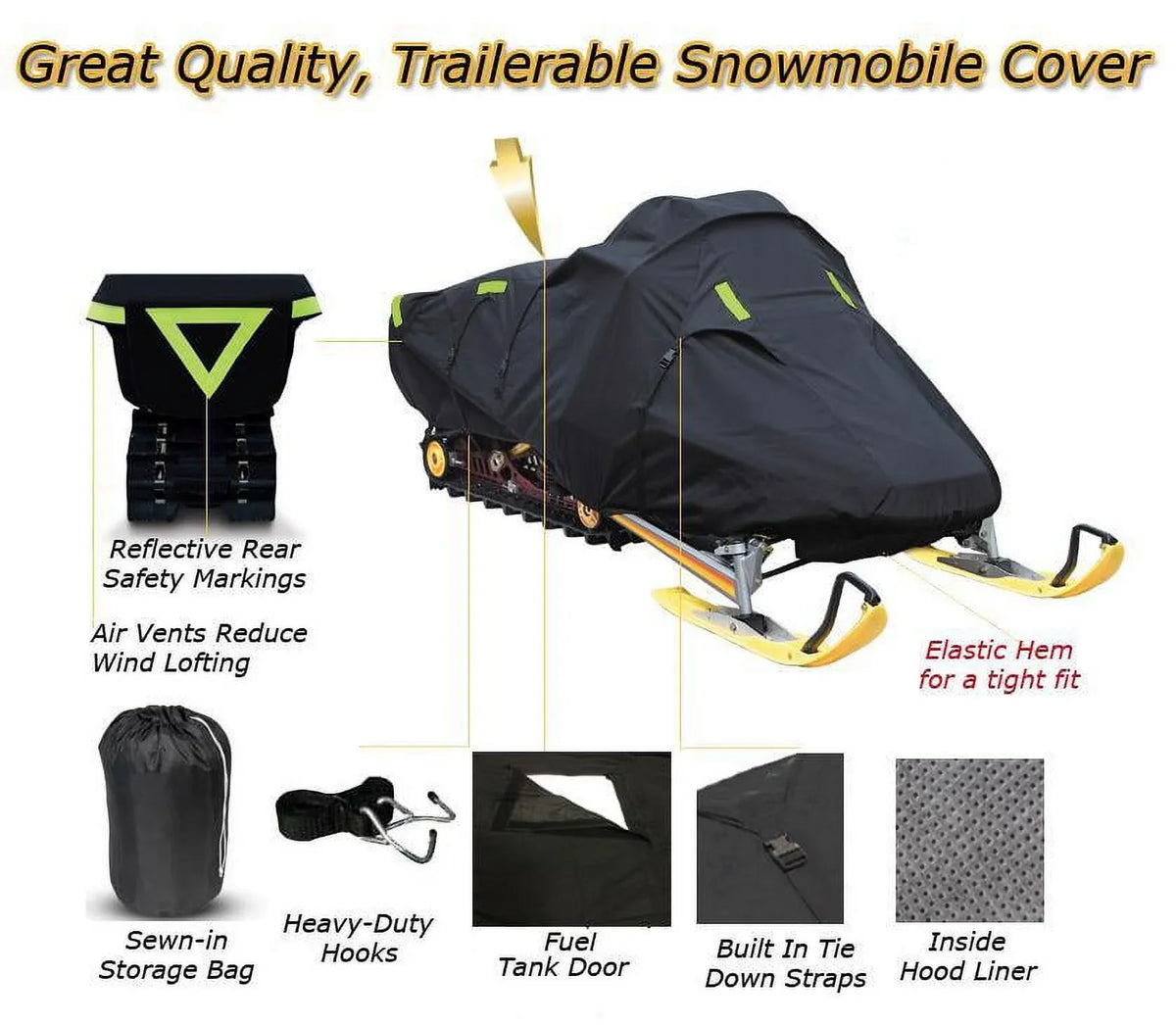 Snow shield suitable for 2007-2009 Arctic Cat snowmobile model M1000 153, Trailerable 600 Denier Snow Machine Sled Gear