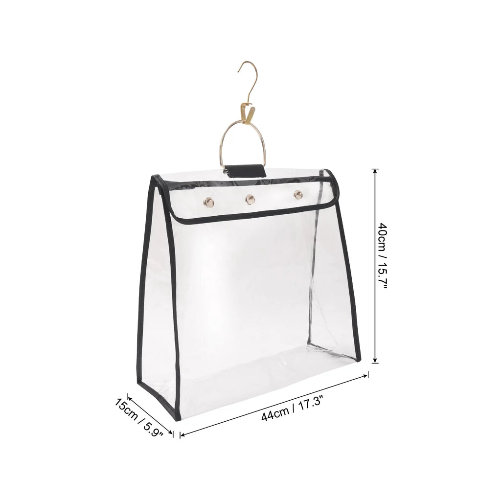 Uxcell Handbag Dust Bags, Large Size PVC Clear Dustproof Purse Storage Organizer, Black