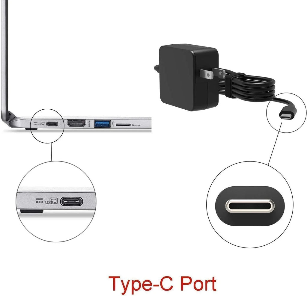 Guy-Tech 45w USB-C Ac Adapter suitable with  100e Chromebook 81MA0000US Power Cord