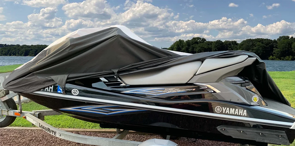 SUPER HEAVY-DUTY TOP OF THE LINE JETSKI wrap suitable for Yamaha 2002-2005 FX 140 / 2004-20011 HO / 2003-2004 Cruiser Trailerable Jet Ski PWC shield Black/Grey